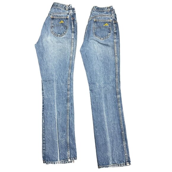 Vintage H.I.S. 10/11 Chic Blue Mom Jeans High Waist Straight Creased Made in USA - Picture 16 of 16